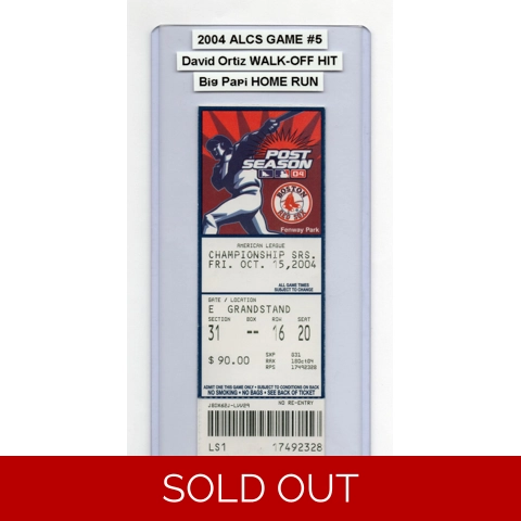 2004 ALCS Game #5 Red Sox Yankees 10/18 Full Ticket DAVID ORTIZ HR & WALKOFF HIT